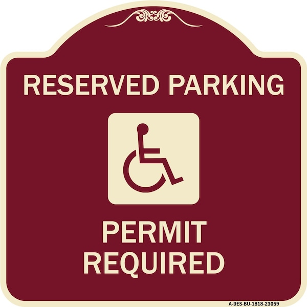 Reserved Parking Permit Required W/ Graphic Heavy-Gauge Aluminum Sign, 18" x 18", BU-1818-23059